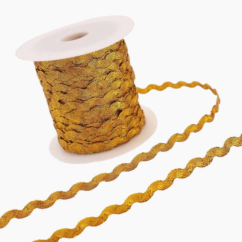 GXTIZAS Rick Rack Wave Bending Fringe Trim 40 Yards Gold Lace Ribbon RIC Rac Trim for Sewing Clothes Gift Wrapping Home Party Decoration - Image 1